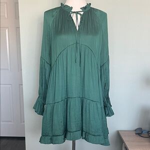 O.P.T Chic Long Sleeve Green Dress